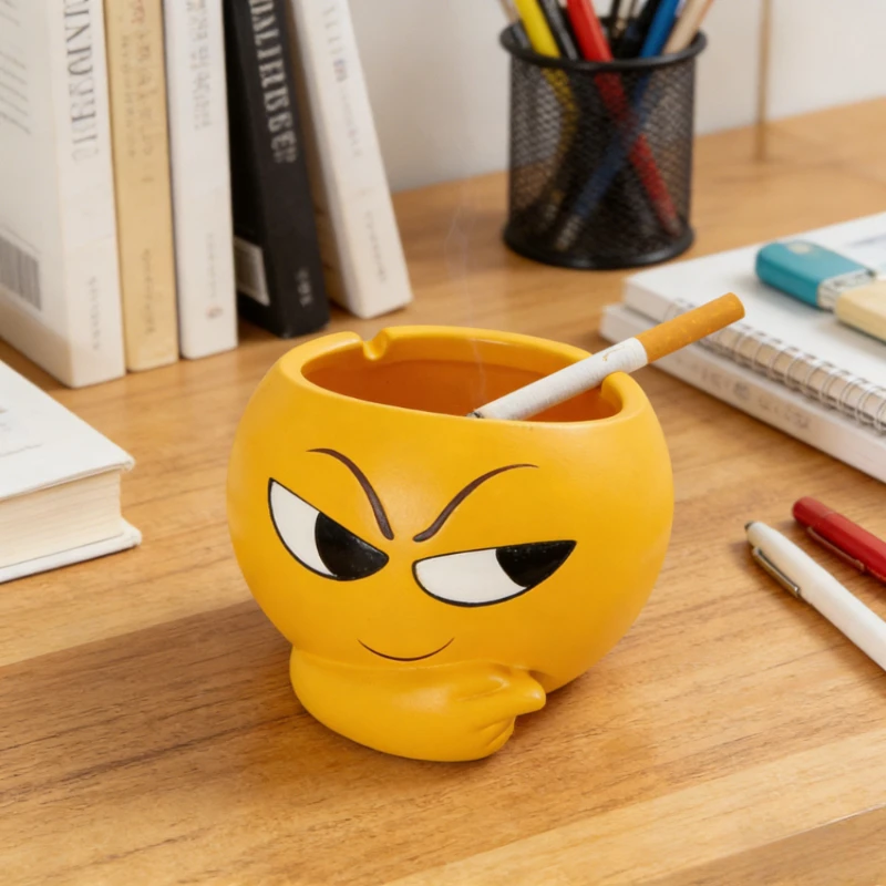 

Creative Household Ashtray Resin Large Ash Tray Office Personality Trend Anti Fly Ash Windproof Ashtray Table Desktop Decoration