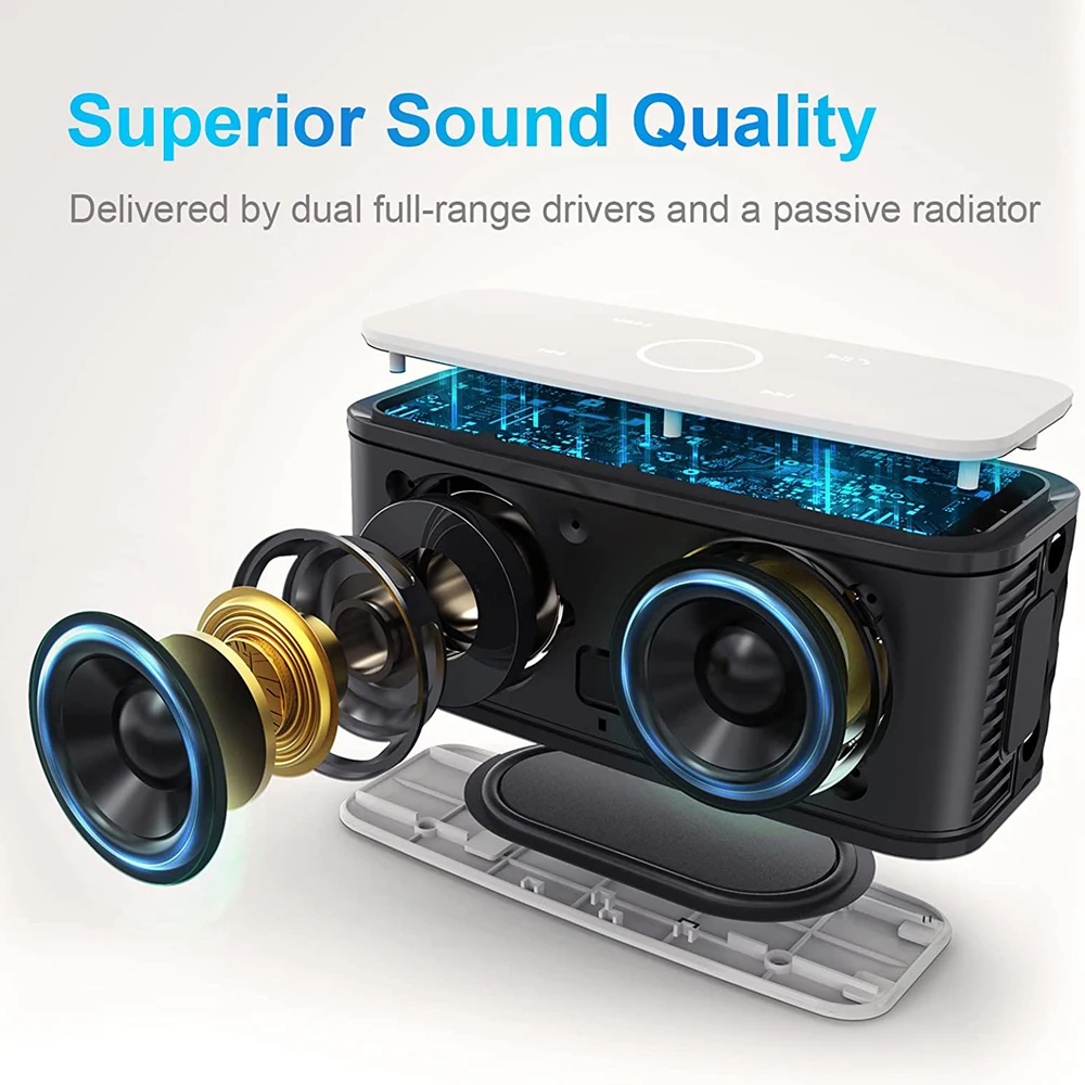 DOSS Portable Wireless Bluetooth Speaker SoundBox Touch Control Stereo Sound Box Bass Subwoofer Loudspeaker AUX for Computer