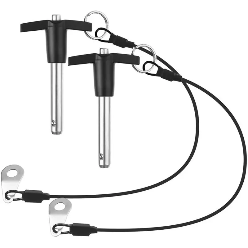 A96I-2Pack T Handle Ball Locking Pin,304 Stainless Steel Balls Quick Release Pin With Push Button Lanyard Usable Length 1.57