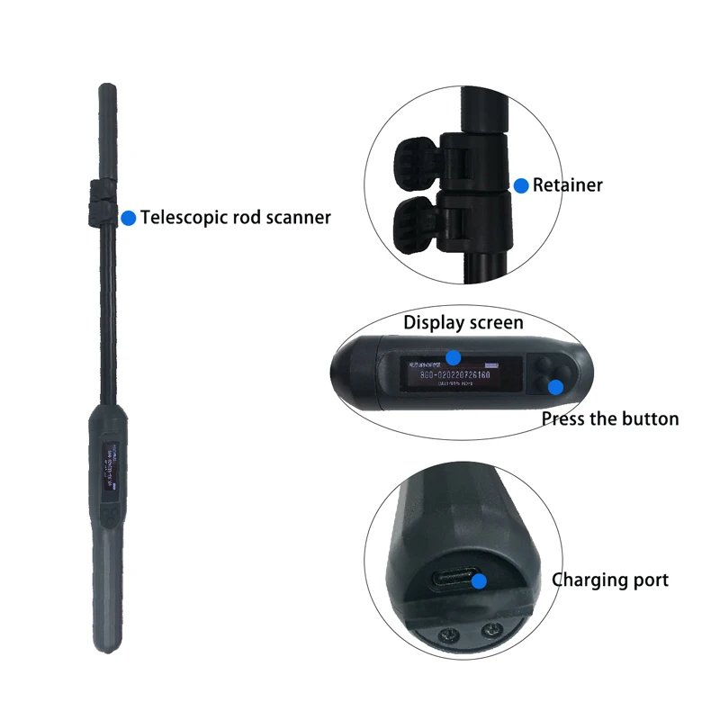 

ear tag stick reader adjustable antenna bluetooth-compatible wand 134.2Khz HDX FDX-B USB animal ear tag EID scanner for farm