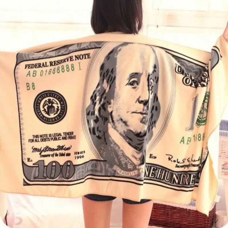 Beach Towel One Hundred Dollar USA Bill Decorative Printed Bath Towel For Beach Swimming Pool Sunbathing Bathroom for adults