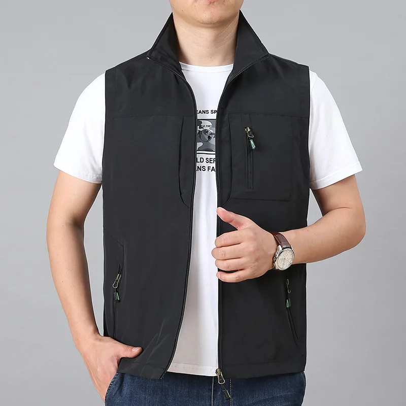 Tooling Jacket Men's Spring New Vest Sleeveless Vest Men's Wear Trendy Loose Solid Color Vest