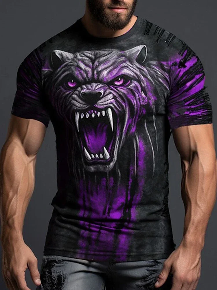 Lustiges 3D-Tierdruck-T-Shirt für Herren, Hip-Hop-Trend, Harajuku-Streetwear, lässiges O-Neck-Kurzarmshirt, hochwertige, lockere T-Shirts