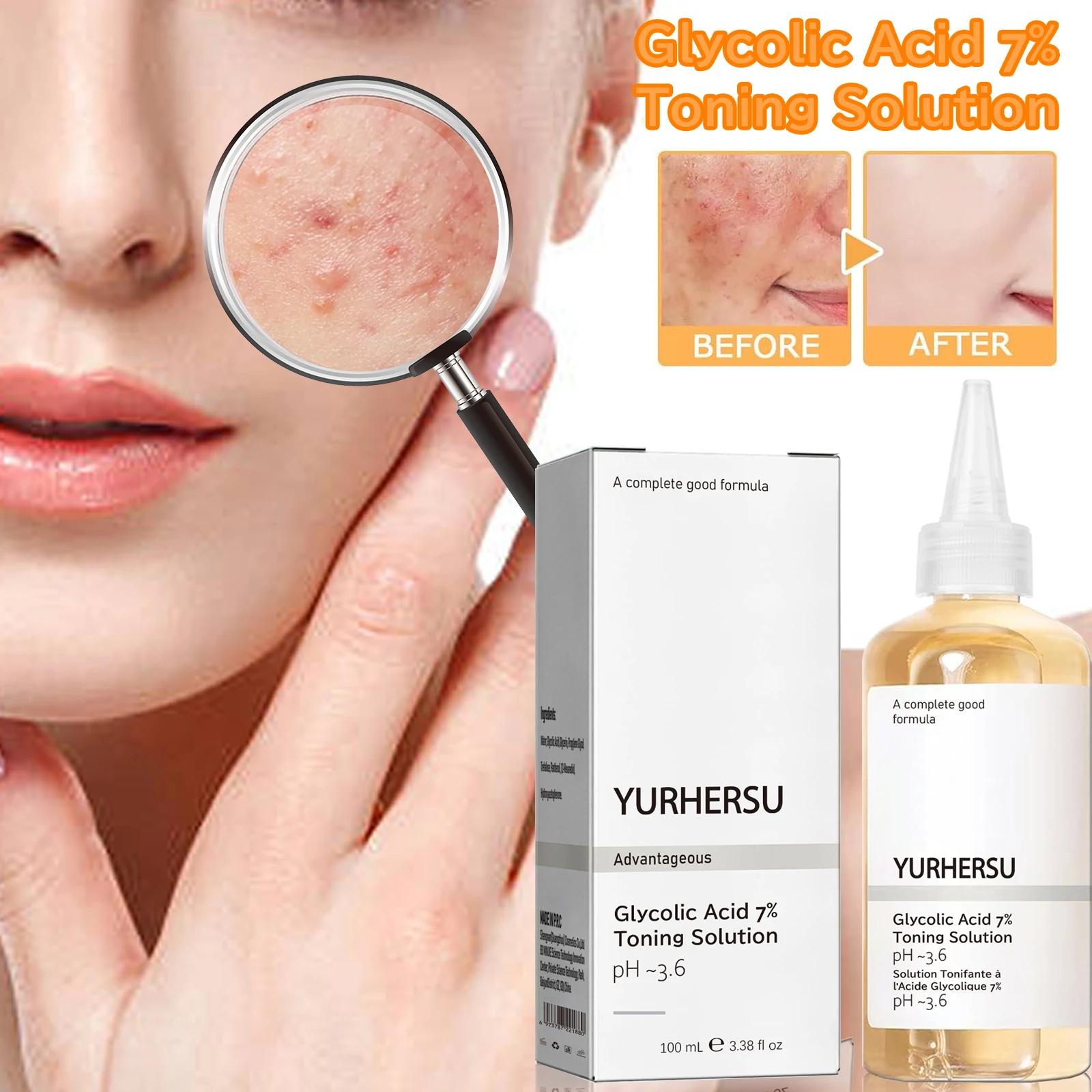 Deep cleaning and brightening, glycolic acid essence toner - let the skin glow naturally