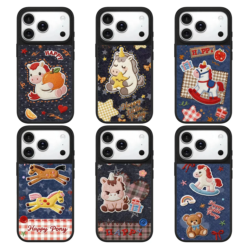 

Happy Horse Pattern Mirror Surface Magnetic Phone Case Cover for IPhone 12 13 14 15 16 17 Pro Max Case for IPhone 17 Air