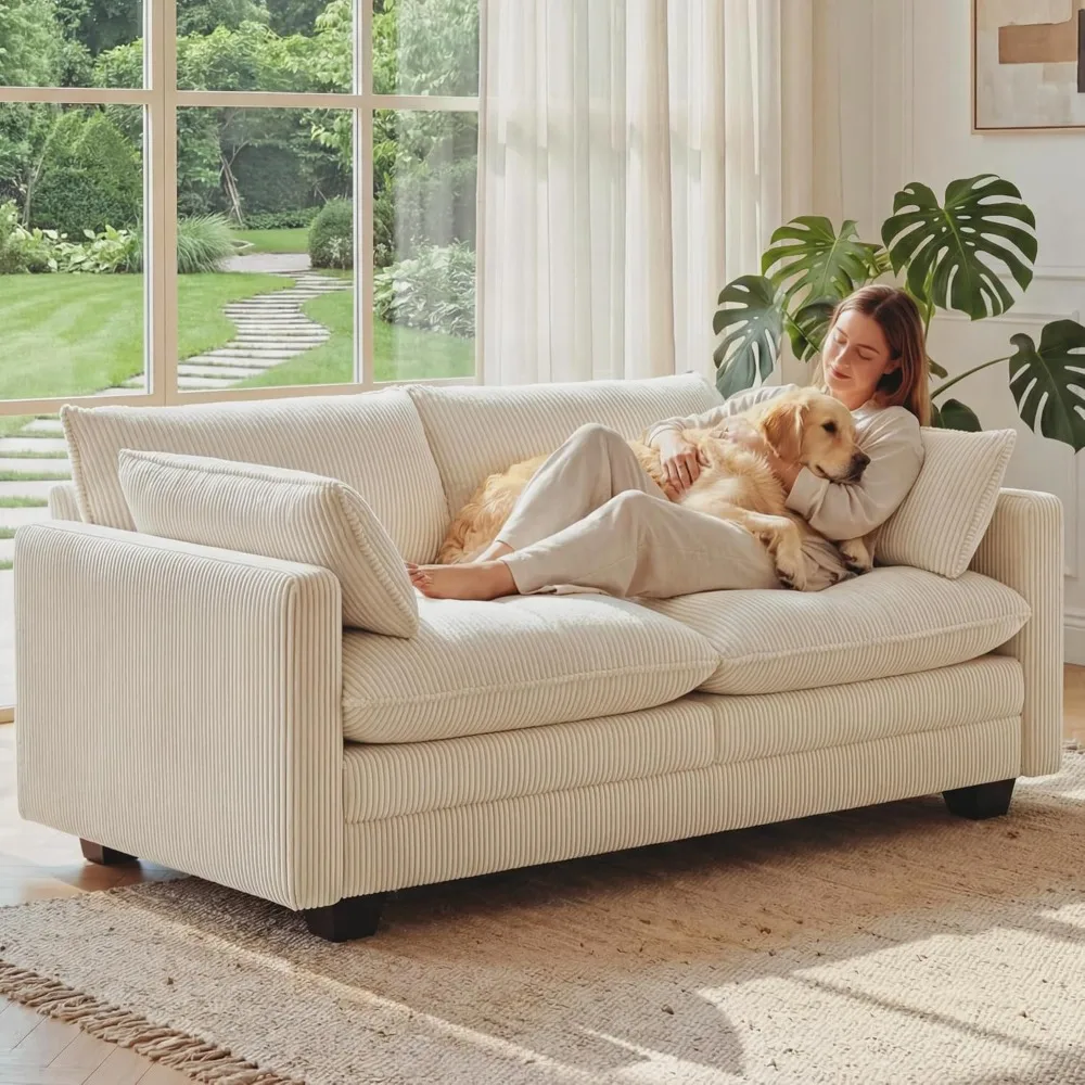 

75” Small Cloud Loveseat Couches for Living Room, 2 Seater Love Seat Sofa with Comfy Deep Seat, Small Washable, Customized