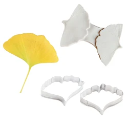 3pcs Ginkgo Leaves Petal Veiner Silicone Molds Stainless Steel Cutter Mold Set Fondant Cake Decorating Tool DIY Handmade Mould