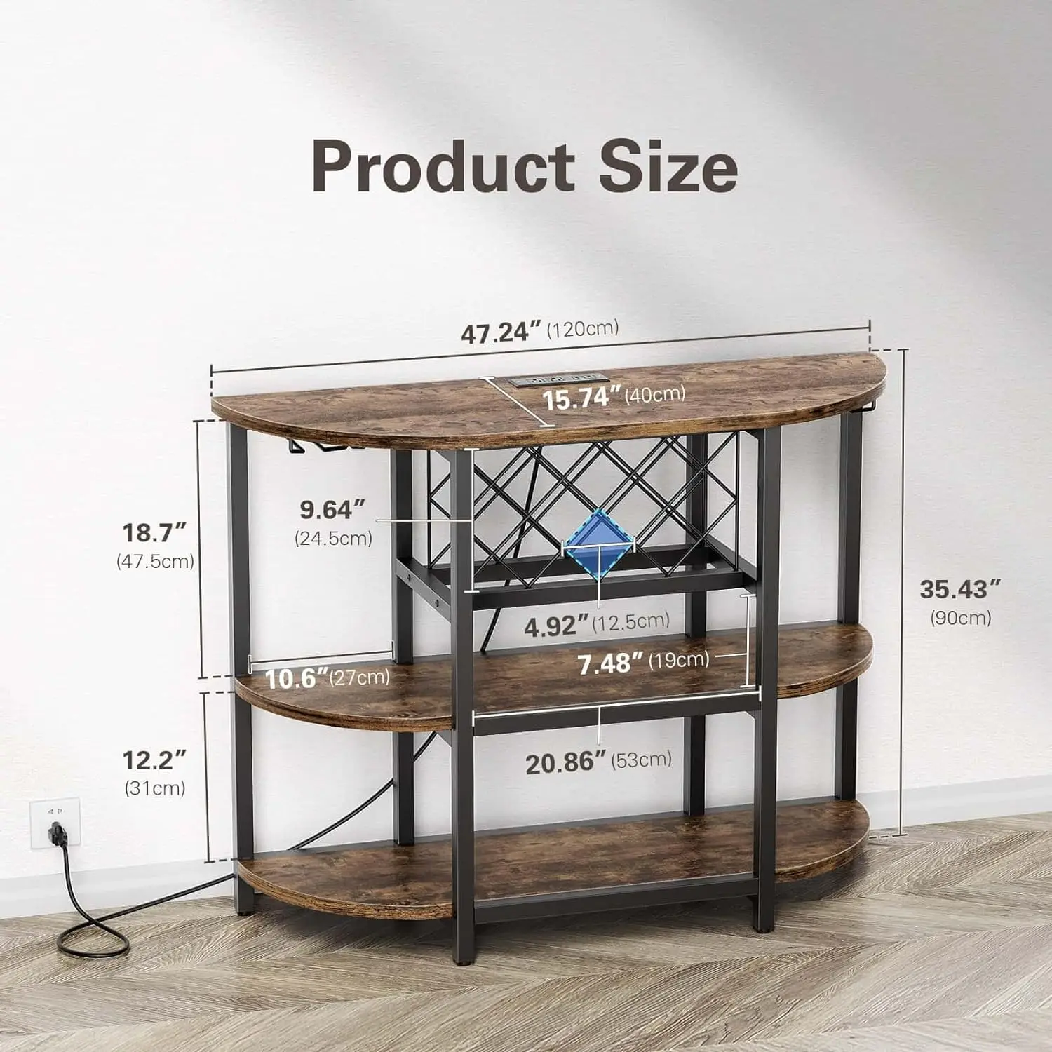 Mini Bar Cabinet for Liquor, Metal Wine Bar Stand with 4-Tier Storage, Easy to Ass