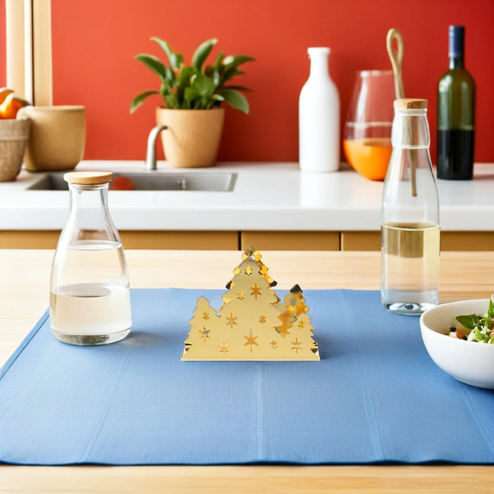 

Stainless Steel Christmas Tree Napkin Holder Freestanding Paper Napkin Dispenser Stand Kitchen Table Decor Modern Metal Tissue