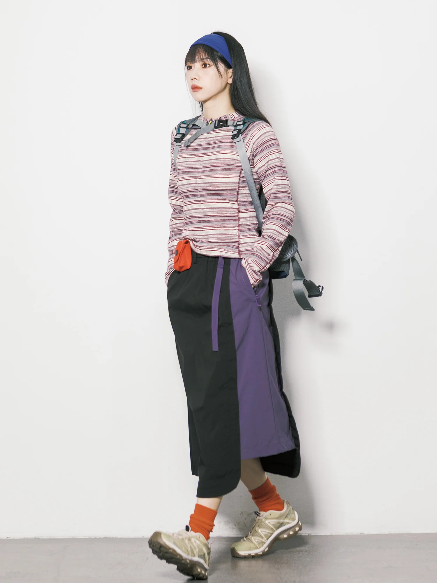 RCDB Outdoor Windbreaker Water-Resistant A-Line Midi Skirt Women's High Waist Lightweight Hiking City Walk Casual Skirt