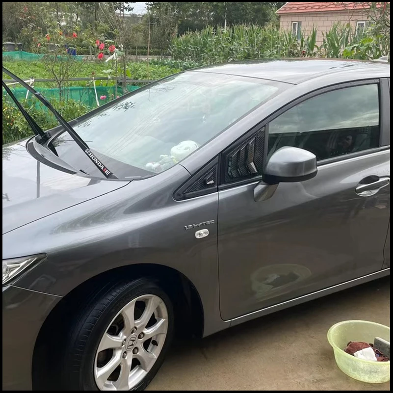 

For Honda Civic Sedan 9th 2012-2014 Front Triangle Window Blind Shades Louver Vent Cover Sticker Trim Car Styling Accessories
