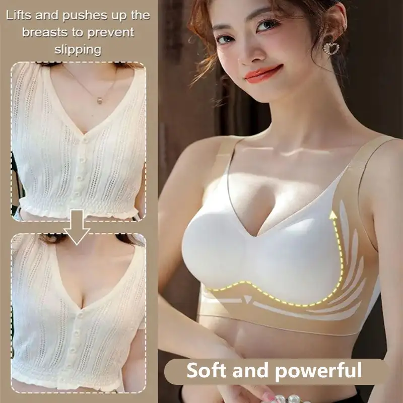 Super Gather Wireless Push-up Bra Women Gathered Up Soft Support Adjustable Underwear Anti-sagging Seamless Lift-up Bra