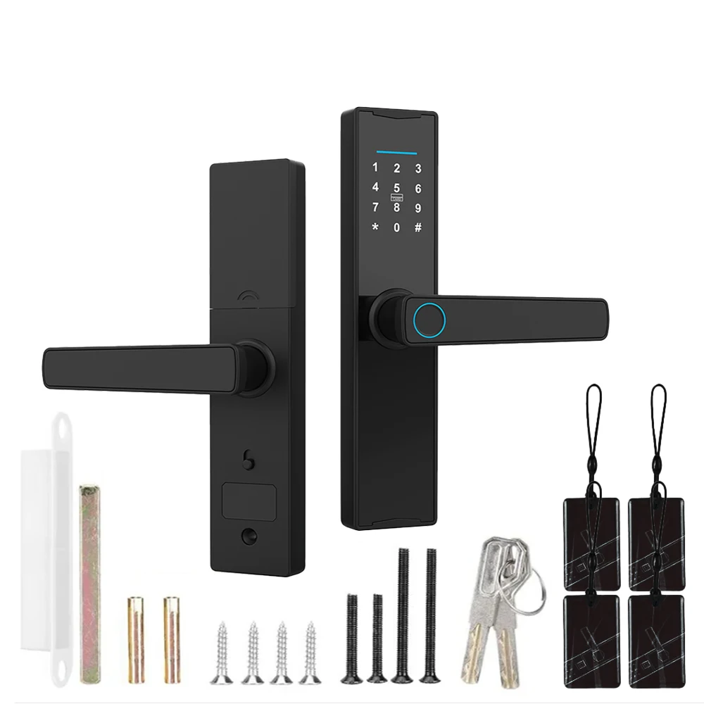 New Tuya Smart Door Lock Digital Electronic Lock One-grip Unlock Fingerprint Card Key Tuya Lock Smart Home