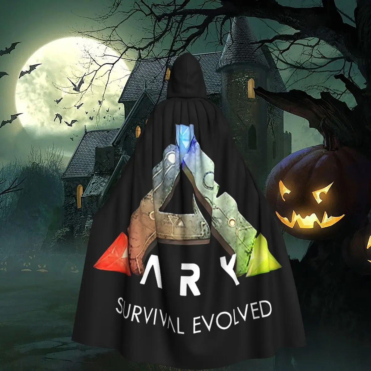 Cape à capuche longue noire Ark Survival Evolved, costume de sorcière médiéval, cape de cosplay, Halloween, vampire, adulte, unisexe