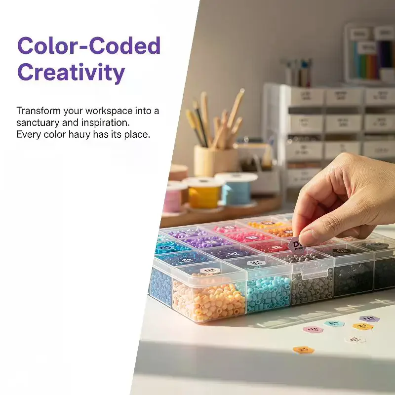 Color Code Square-shaped Stickers Labels Storage Box: 221/302 Accessories Colorful