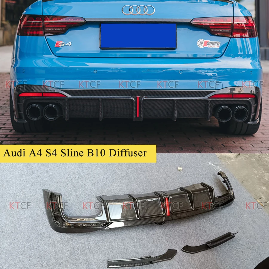 Rear Bumper Lip Diffuser Spoiler For Audi A4 S4 B10 2021 Carbon Fiber Back Bumper Protector Car Styling