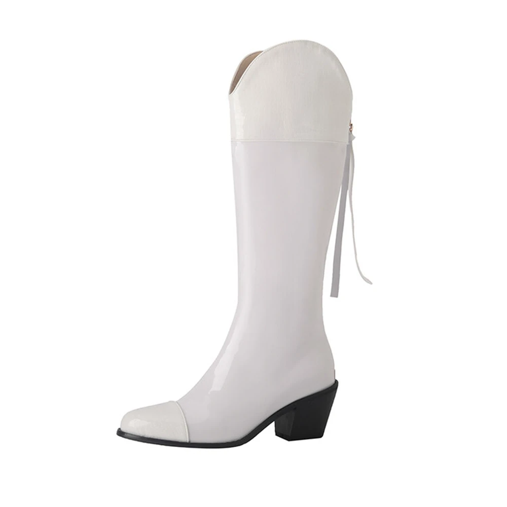Luxury Brand Design Street Style Leather Knee-High Chealsea Womans Boots Fashion High Heels Pointed Back Zip Big Size Shoes 2311 image 2