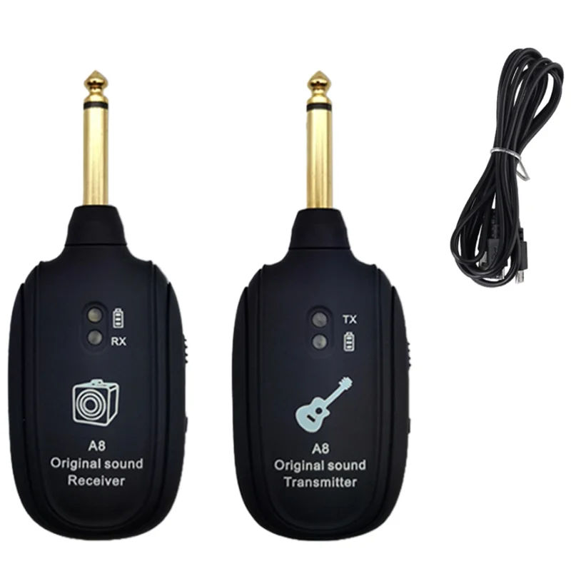 

UJVS-Portable Guitar Wireless Transmitter&Amp Receiver Transmission Audio Wireless System Built-in Battery for Guitars Bass