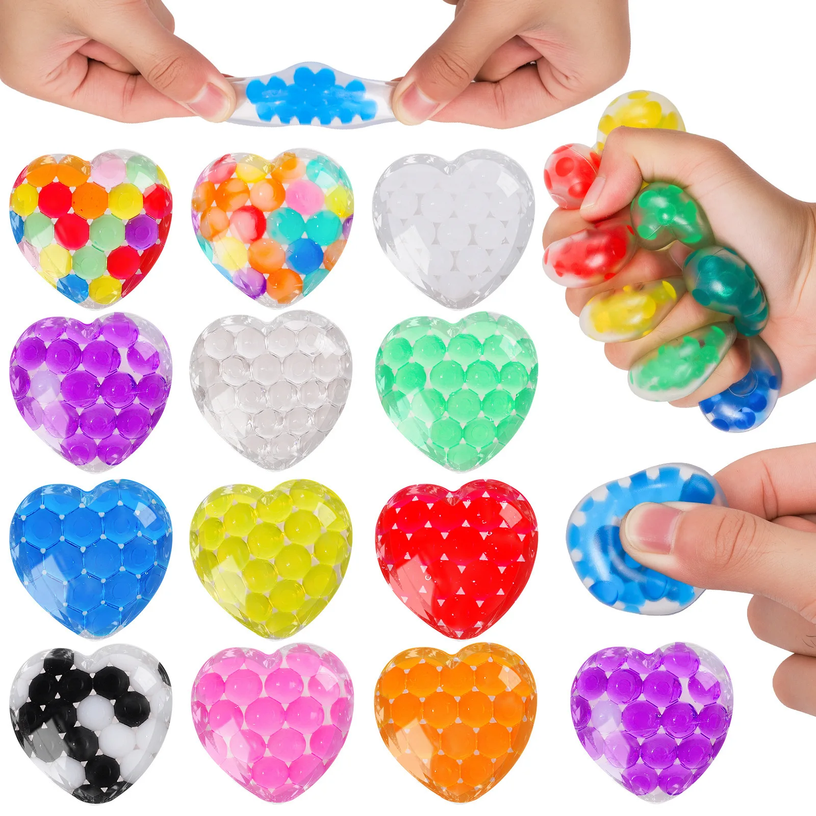 Valentine's Day peach heart TPR bubble big beads decompression ball toy love vent water ball pinch music decompression artifact