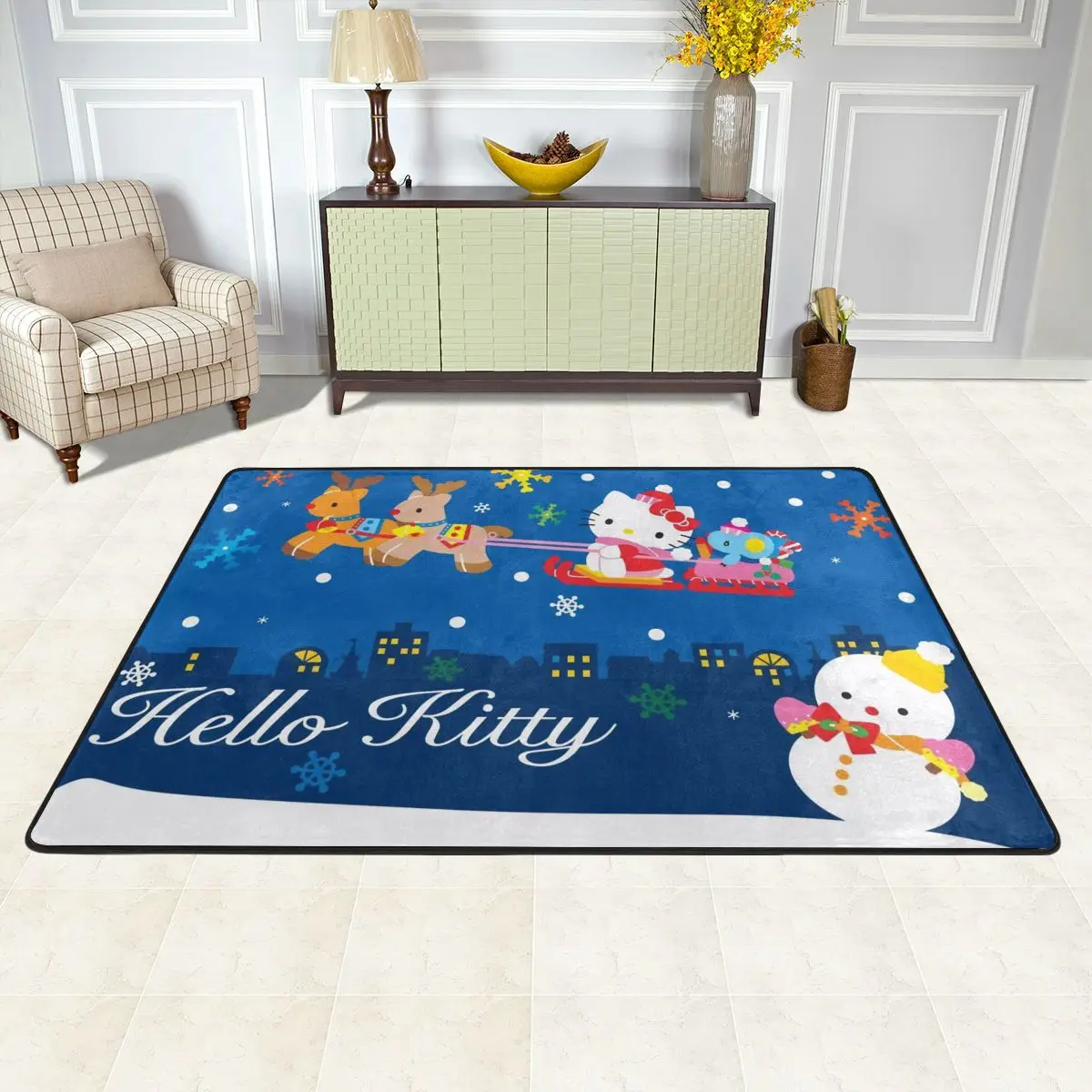 Hello Kitty Chrismas Mata podłogowa Dywan antypoślizgowy do salonu Sypialnia Dywany podłogowe Vintage Velvet Miękkie dywaniki