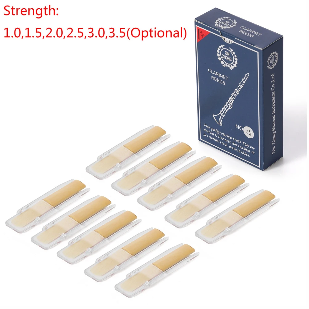 Clarinete Reeds com Caso Portátil, Reed Repair Parts, Reeds Acessórios, Força 1.0, 1.5, 2.0, 2.5, 3.0, 3.5, 10Pcs