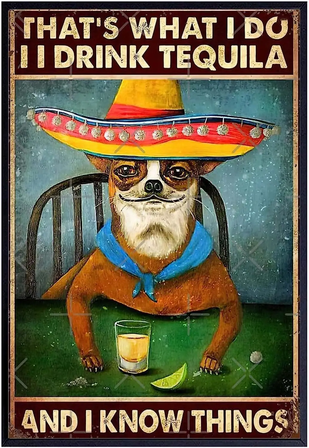 That's What I Do I Drink Tequila and I Know Things Chihuahua Mexican Tequila Aesthetic Funny Signs for Kitchen Home Off sign