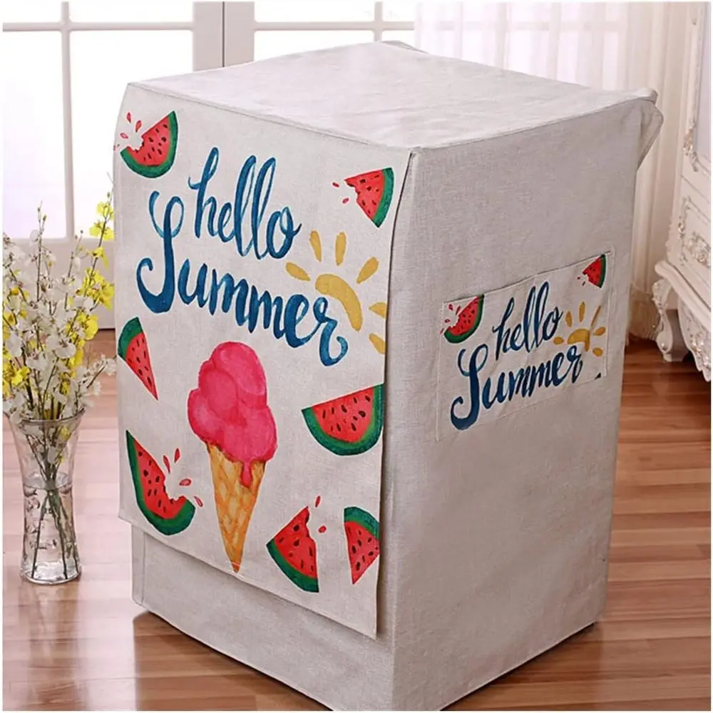 Cover Waterproof Washing Machine Cover Cotton Linen Fabric Washer Sunscreen Protective Case Fit for Outdoor Front Load Machine f