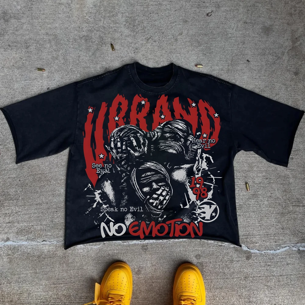 الجرافيك تي شيرت الرجال النساء خمر الهيب هوب الشارع الشهير المتضخم التي شيرت قصيرة الأكمام ملابس كاجوال الصيف موضة العصرية المحملة #4