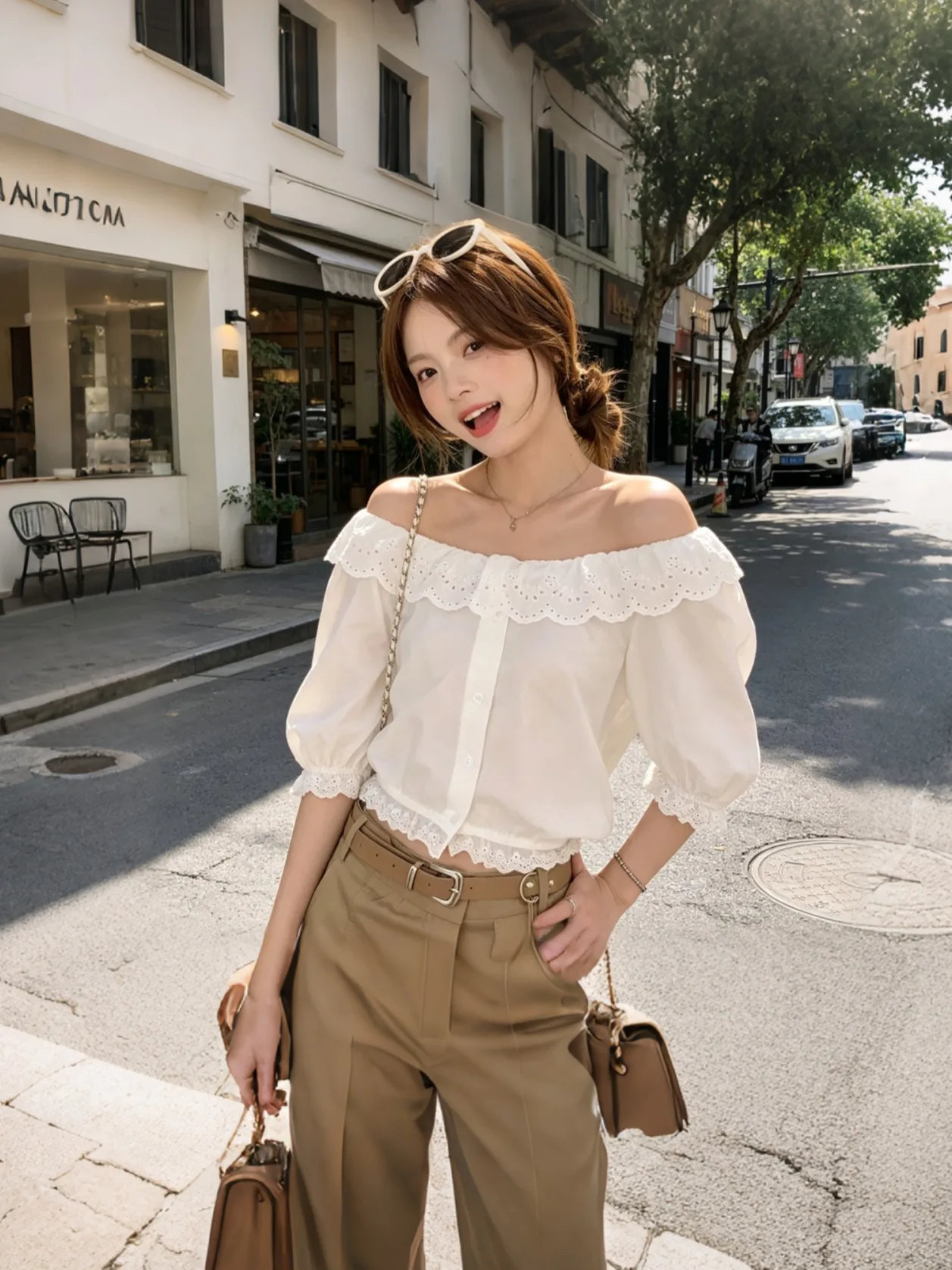 

Romantic Floral Embroidery Short Sleeve Doll Shirt Women's Summer High-End Feeling Lace Trim Slim Fit Short Style Button down