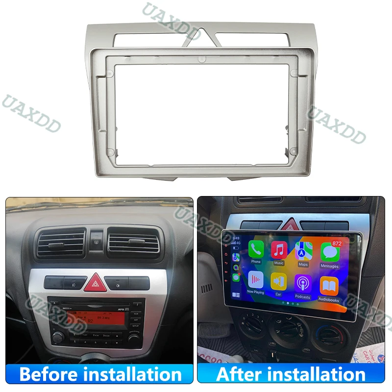 2 Din Car for 2008-2010 Kia MORNING 9 Inch LHD RHD Silvery Android Frame Kit Panel Center Fascia Cable Video Harness Stereo Radi