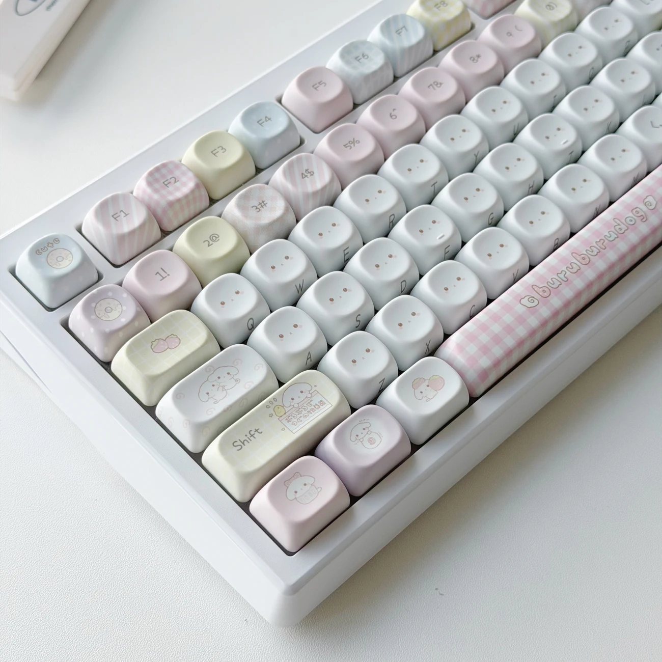 URE Cute Puppy Keycaps Dye Sublimation Round Ball MOA Profile PBT Keycaps Set For MX 61 64 87 98 104 108 Mechanical Keyboard