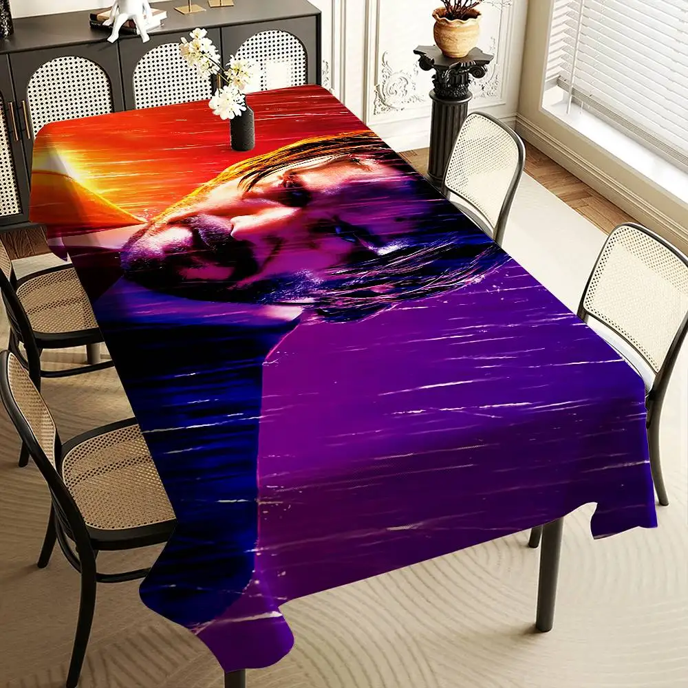 Action Movie J-John W-Wick Rectangle Tablecloths Printed Table Cloth for Farmhouse Holiday Wedding Party Dining Table Decor