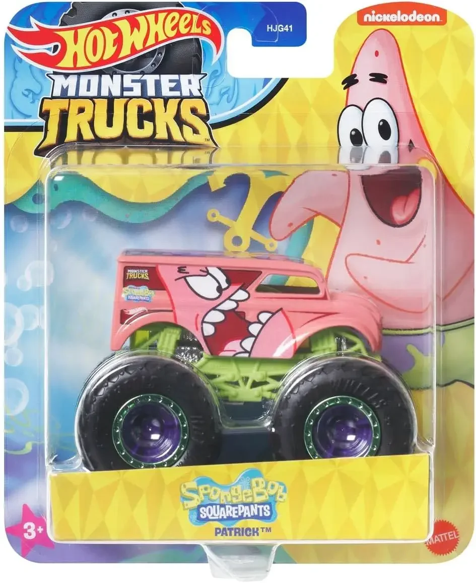 Official Hot Wheels Monster Trucks Car Spongebob Squarepants  Series Boys Toys 1/64 Diecast Mr Krabs Patrick Plankton Squidward