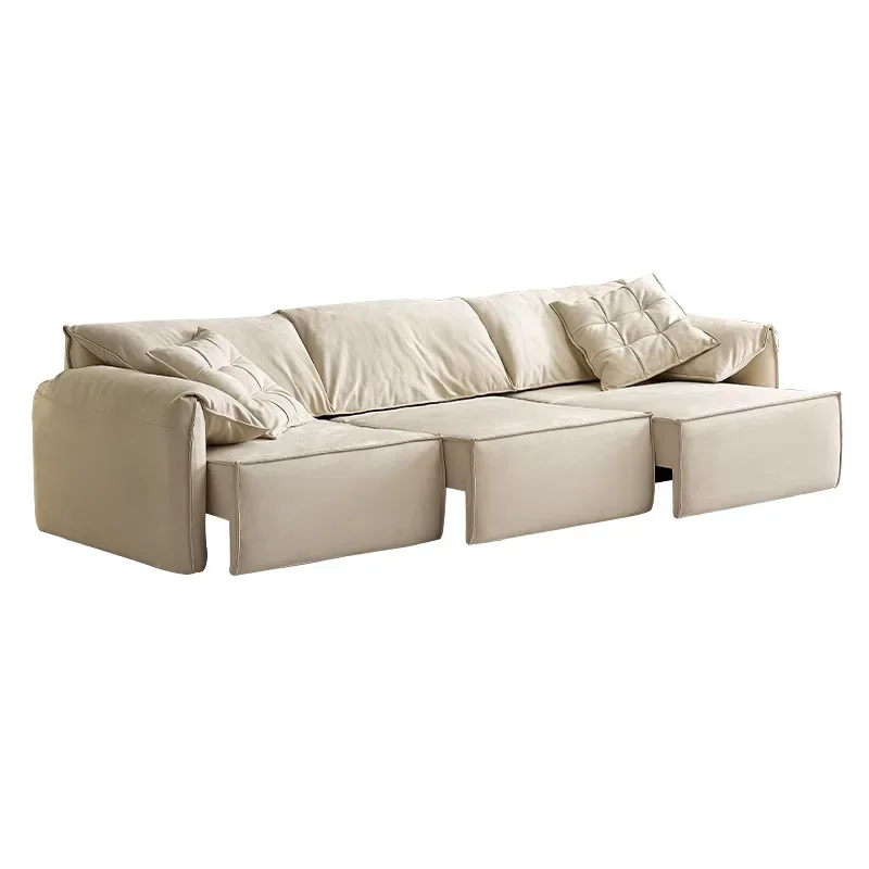 Electric sofa bed, cream wind electric retractable sofa living room Nordic small apartment smart sofa