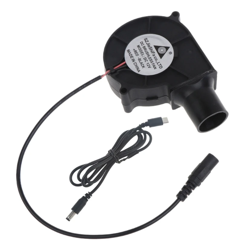 12V BBQ Fan Small Portable Air Blower with Air Collecting Port Cooking Blower Camping Hiking Tools Accessories