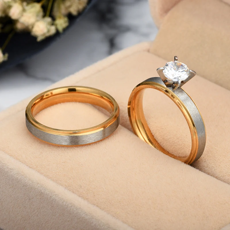 

Trendy Charm Shiny Zircon Stainless Steel Rings for Women And Men Fashion Engagement Jewelry for Party And Wedding