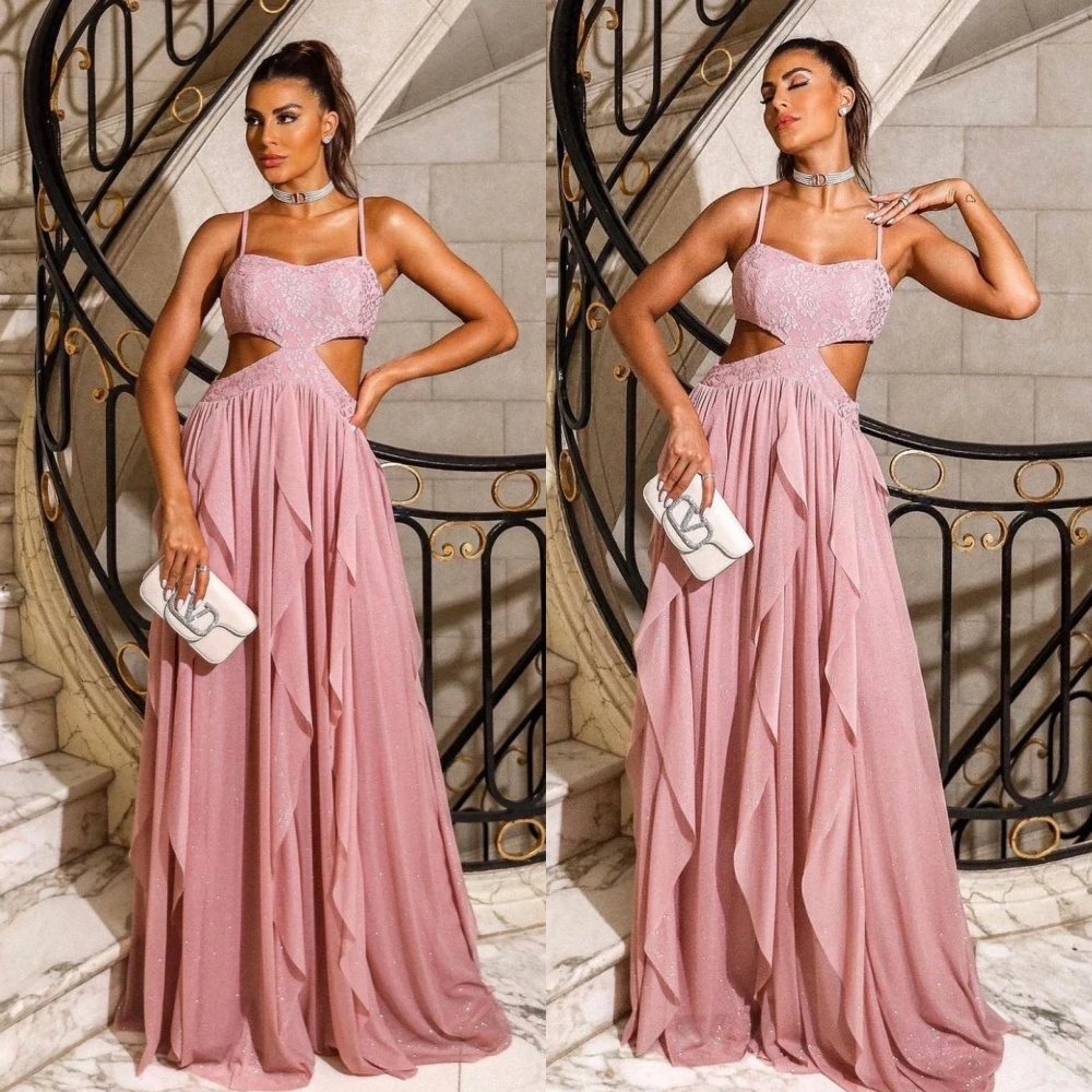 

Jiayigong High Quality Sexy Modern Style Square Collar A-line Draped Floor-Length Chiffon Bespoke Occasion Dresses Evening