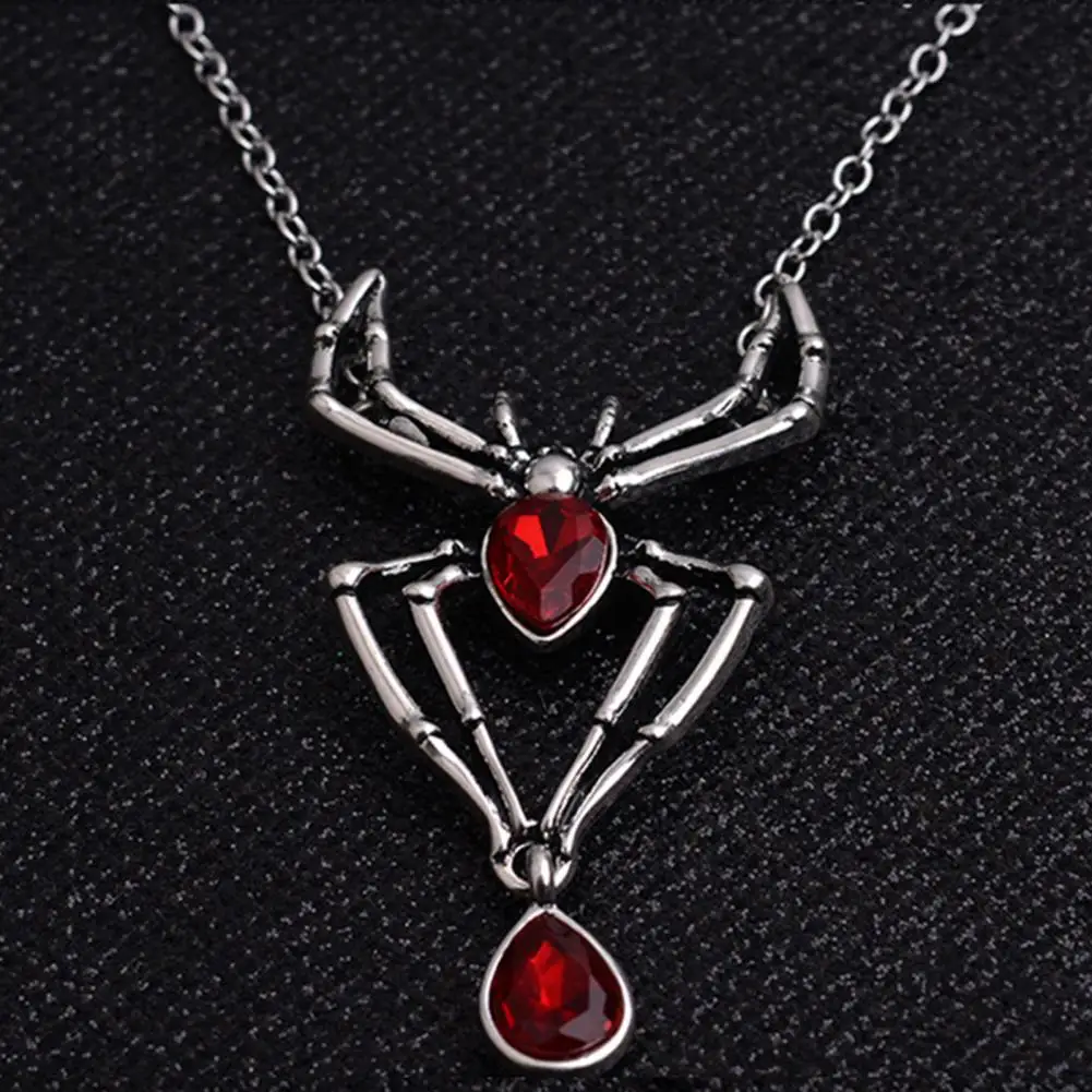 Luxurious Exquisite Red Rhinestone High-end Spider Women Necklace Gift