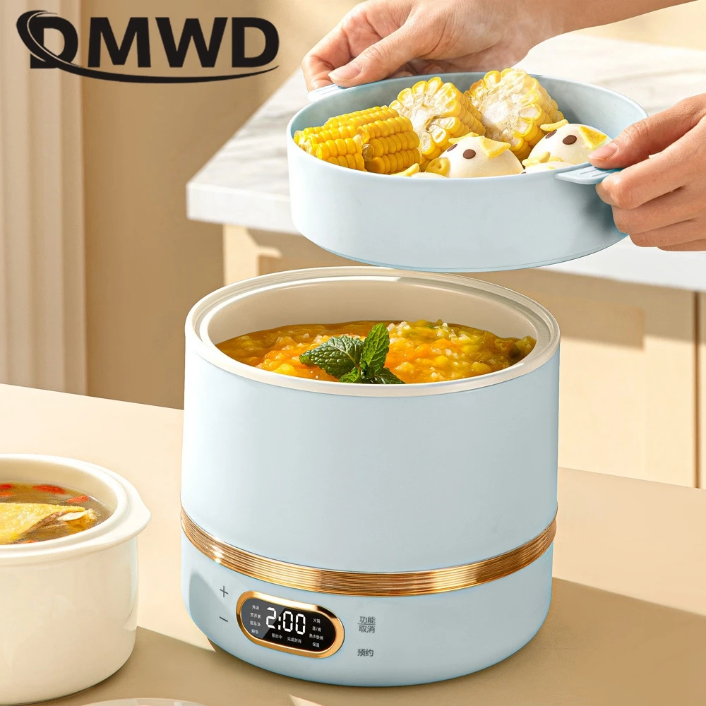 DMWD Electric Stew Pot Slow Cooker 2L Hotpot Multifunctional Cooking Machine Porridge Dessert Maker Food Steamer Frying Pan 220V