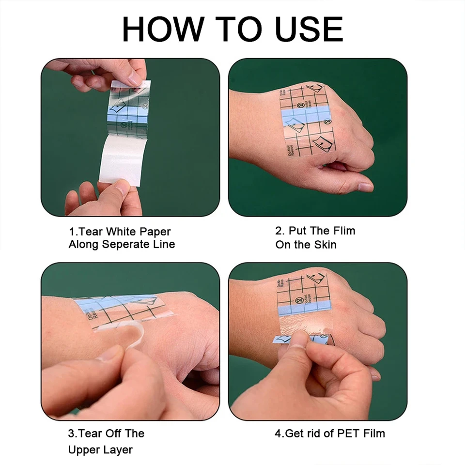 방수 문신 필름 애프터케어 보호 피부 치유 문신 접착 붕대, 수리 액세서리, PU 테이프 공급, 5 m, 10m