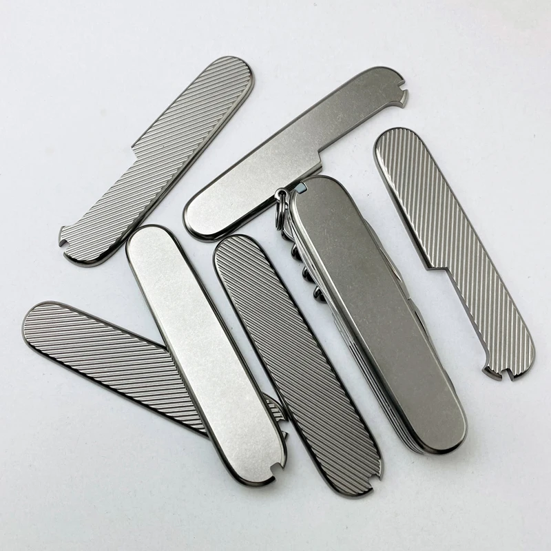 1 Pair Titanium Alloy /Brass Knife Handle Scales for 91mm Victorinox Swiss Army Knives