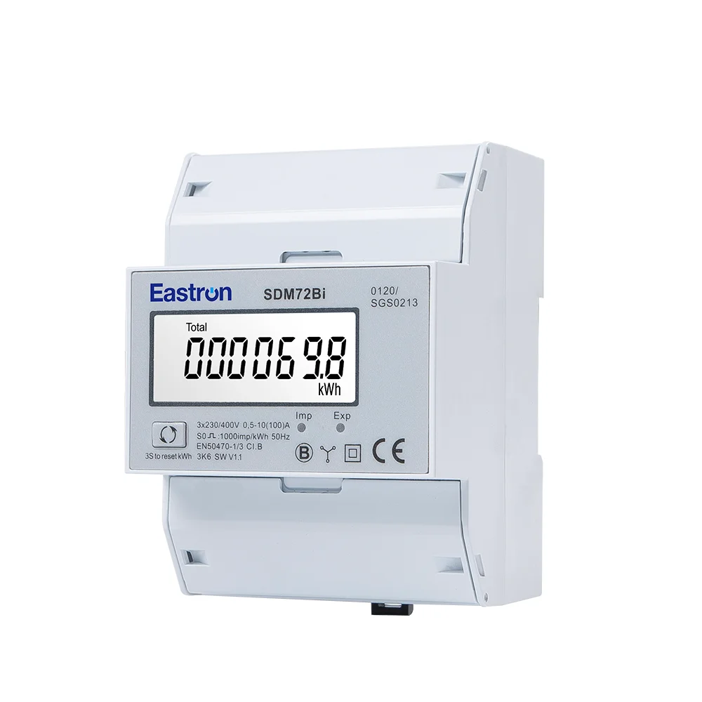 Imagem -04 - Medidor de Energia de Fios da Fase Reinicializável Kwh Bidirecional Saída de Pulso Medidor de Trilho do Ruído da Versão Intermediária Sdm72bi 10100 a 220 230v