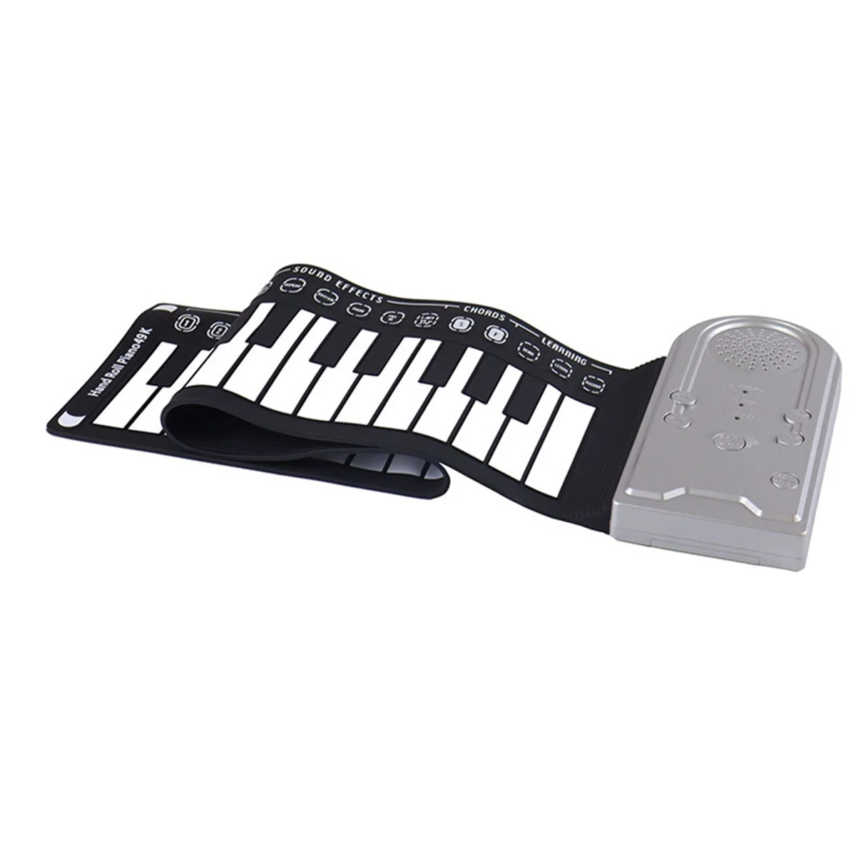 

ABME 49-Key Hand-Rolled Piano with Speaker Portable Folding Children'S Piano Beginner Piano Teaching Instrument Silver