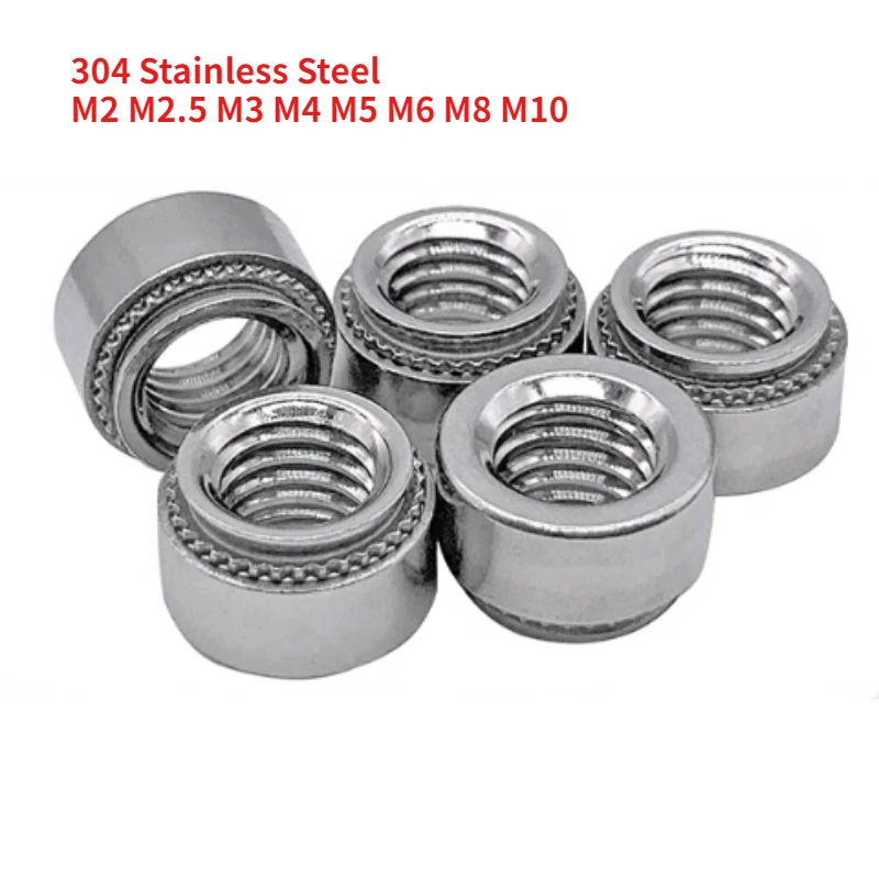 304 สแตนเลสสตีล CLS Self-Clinching Nut กดใส่ Rivet Nut M2 M2.5 M3 M4 M5 M6 M8 M10 Nutsert Rivnut Slab 0.8-3.2 มม.