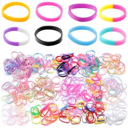 500/1000Pcs Plastic Hair Elastic Rope Colorful Rubber Band For DIY Craft Girl Ponytail Holder Accessories School Office Hair Tie