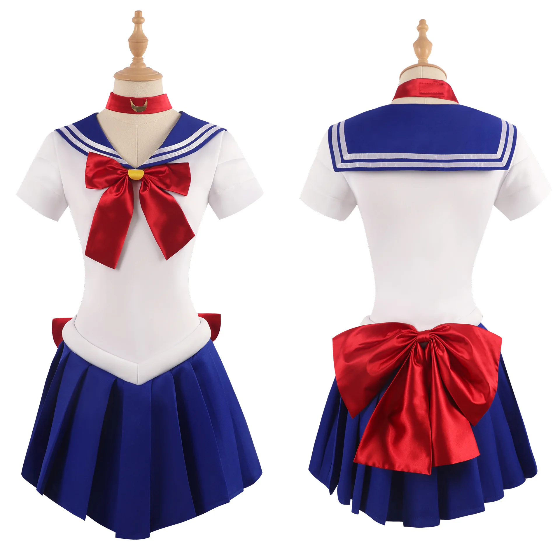 Disfraz de Anime Sailor Moon para mujer y niño, uniforme Usagi Tsukino, peluca amarilla, fiesta de Halloween, carnavl