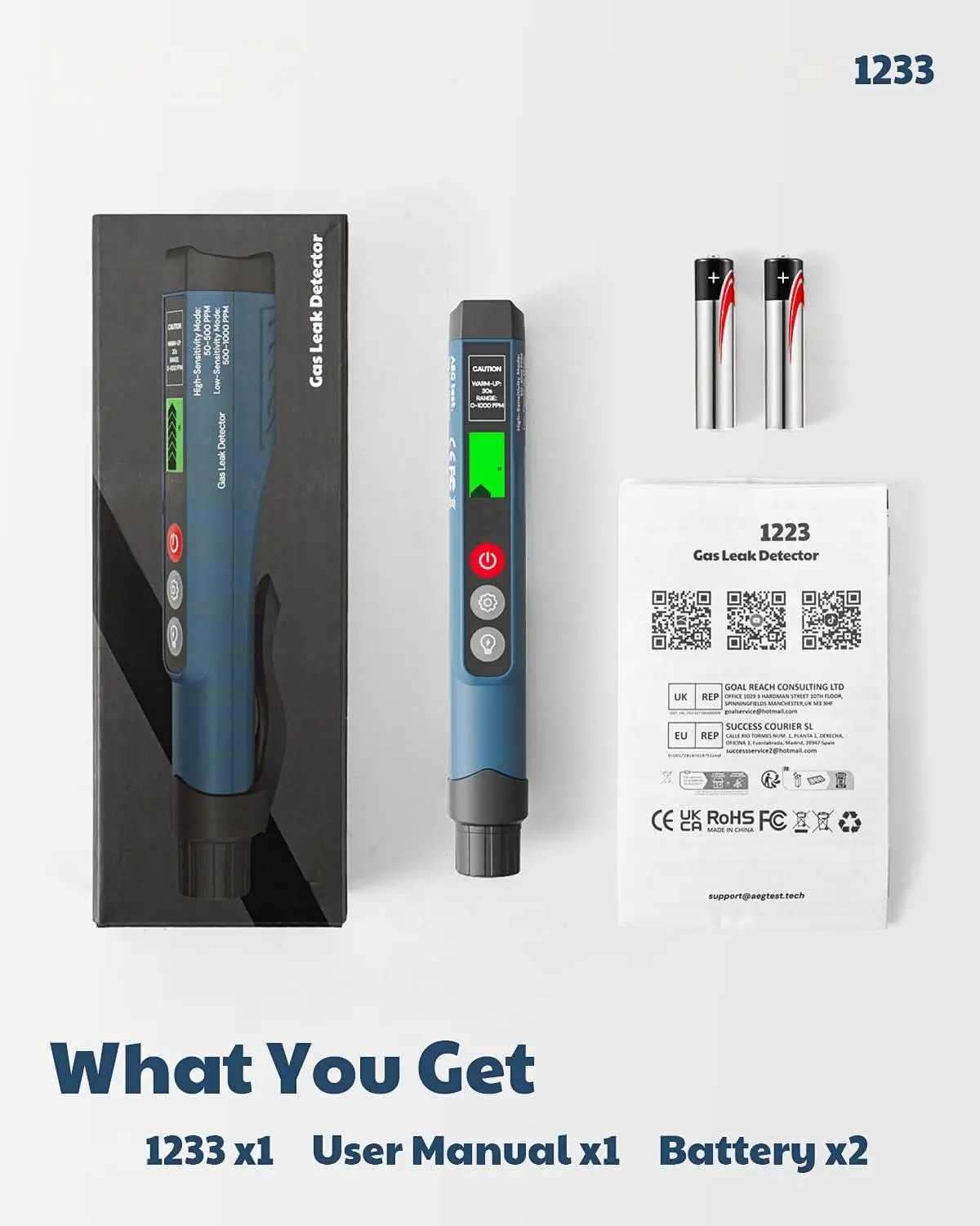 Aikesi Gasdetektor Hochempfindlicher tragbarer Gasleckdetektor für brennbare Gase