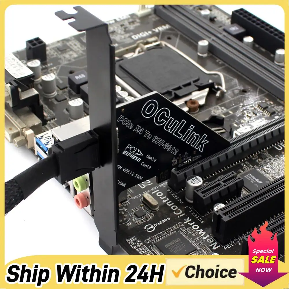 

PCIe To SFF 8611&8612 Adapter Card PCI Express To SFF-8612 Expansion Card Adapter PCle4.0 PCIE X4/X1 To Oculink SFF-8612 Adapter