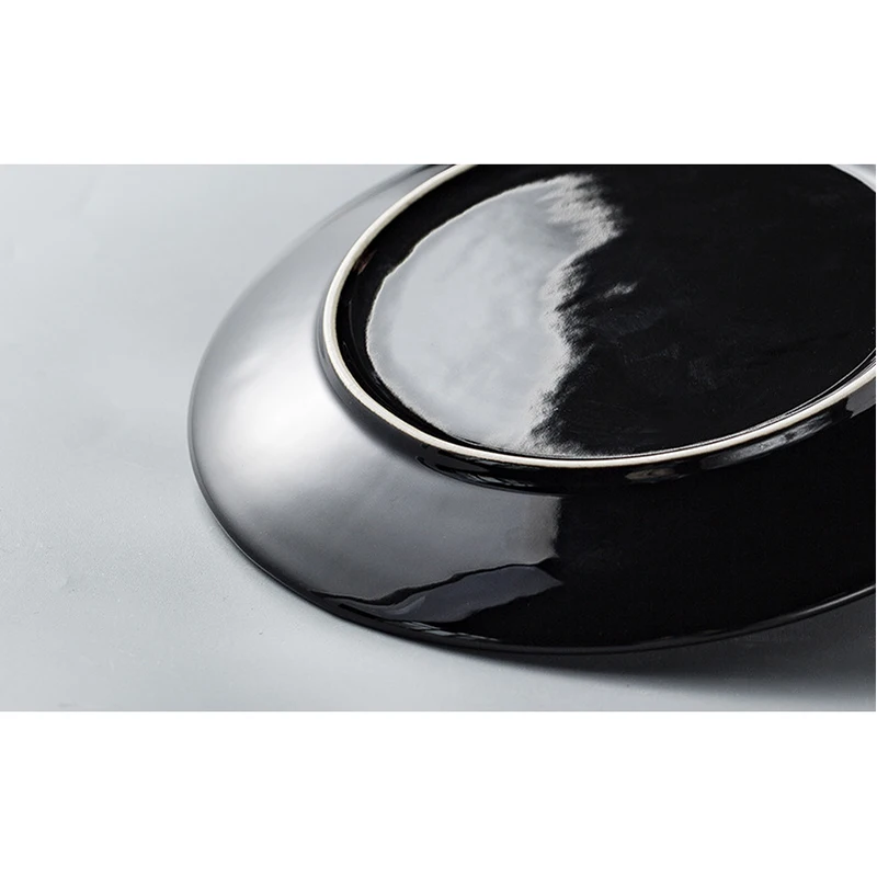 Nordic Black Ceramic Retro Steak Plate Frosted Restaurant Western Food Plates Plain Circular Shallow Dinner Plate Salad Plate - Image 6