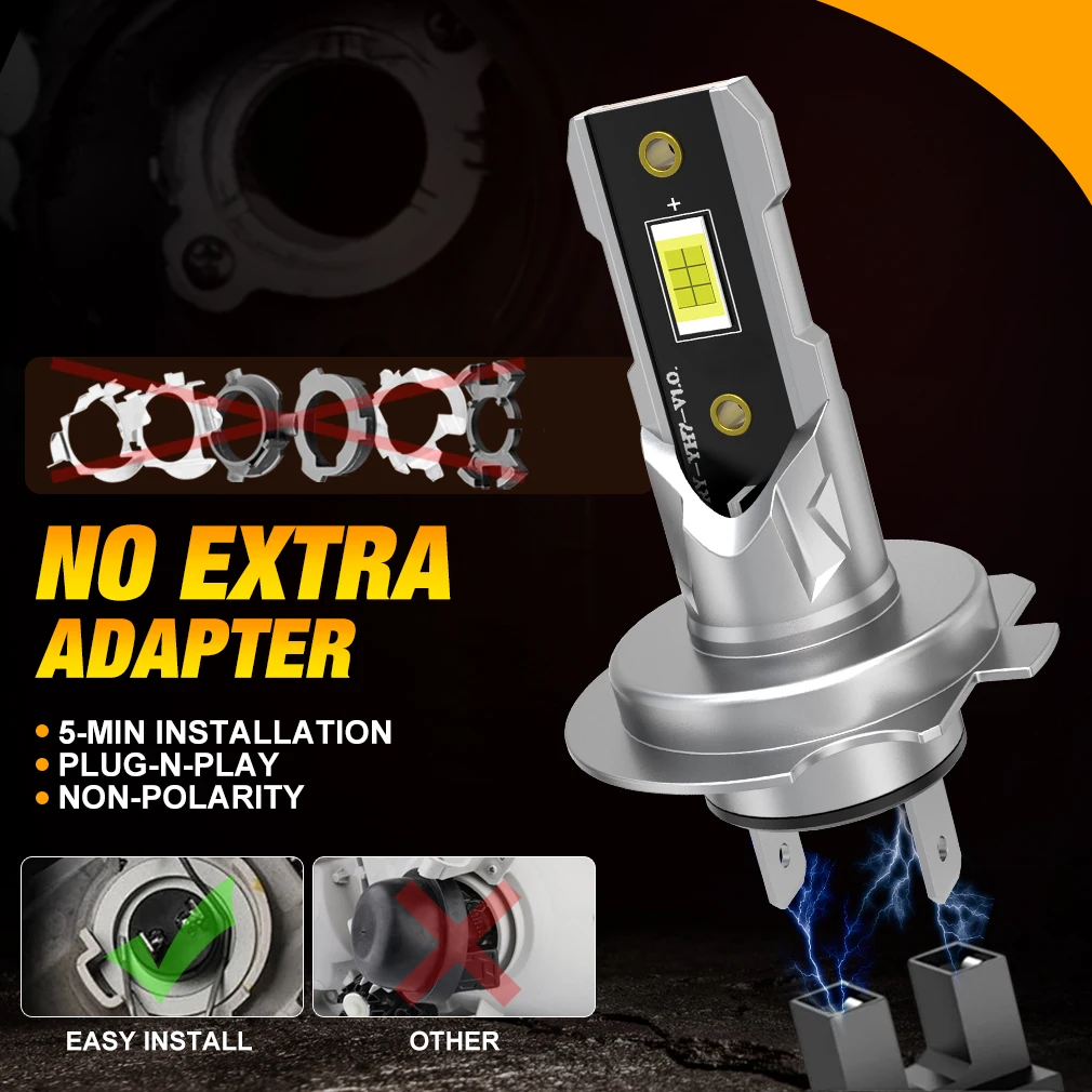 XSTORM H7 LED Bulb Headlight Kit Mini Wireless 50W 20000LM 6500K CSP for Car Headlamp 12V White Auto Diode Lamps H7 Fanless Led